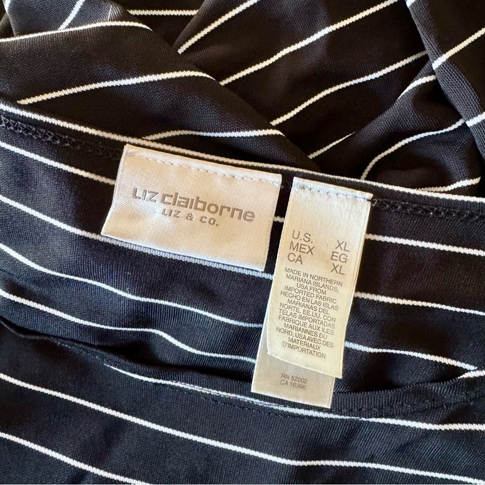 Liz Claiborne Liz & Co black & white stripe top XL - Picture 7 of 9